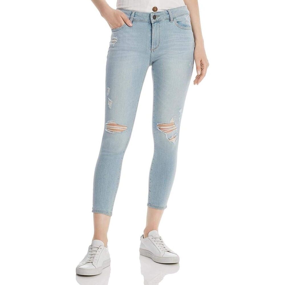 DL1961 Florence Cropped Jeans Distressed Fairfax Wash Size 28